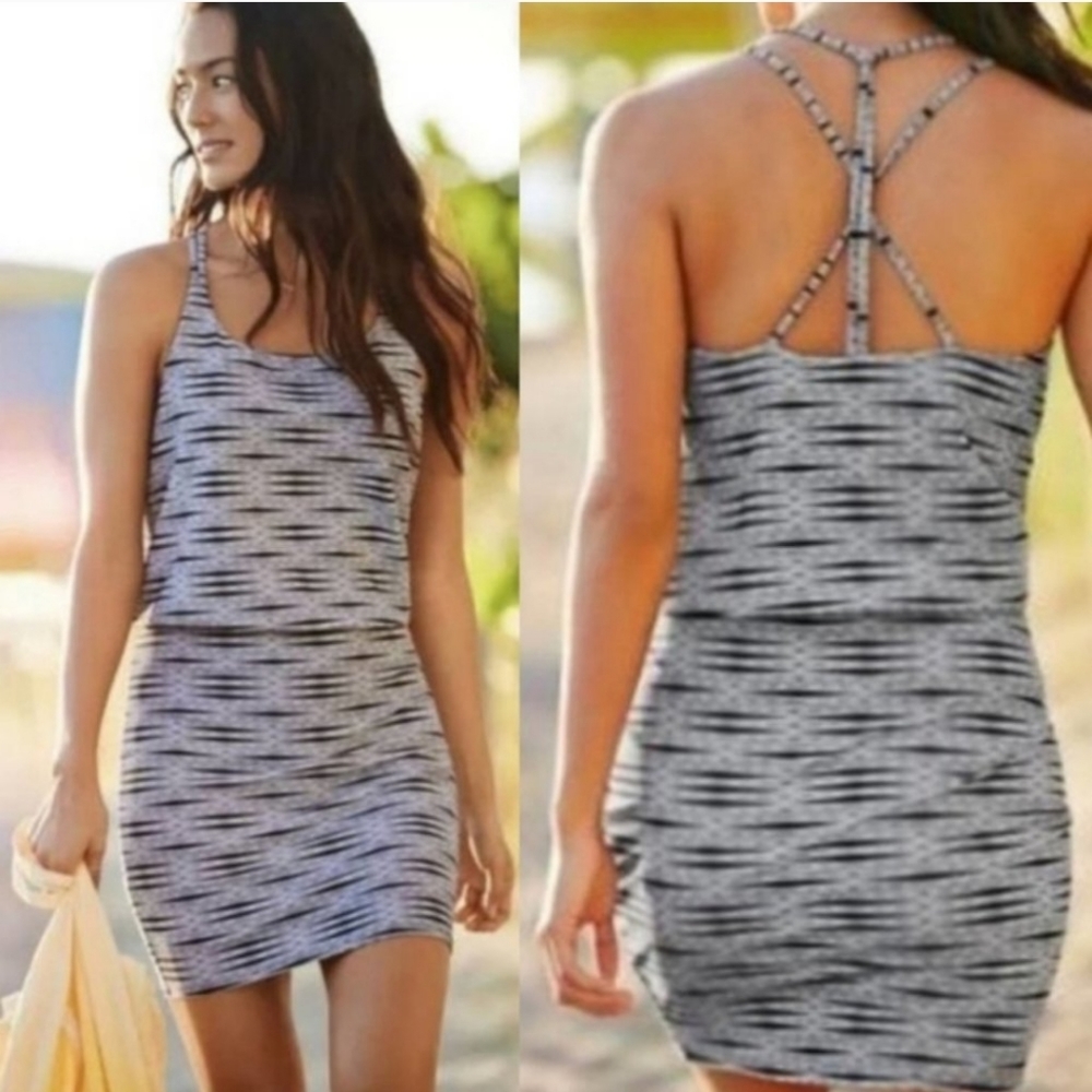 Athleta Women's Racerback Ariel Venice Stripe Swimsuit Swim Dress Cover Up